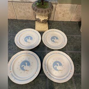 Vintage Moonlight Goose Stoneware Dessert Plates Set of 4